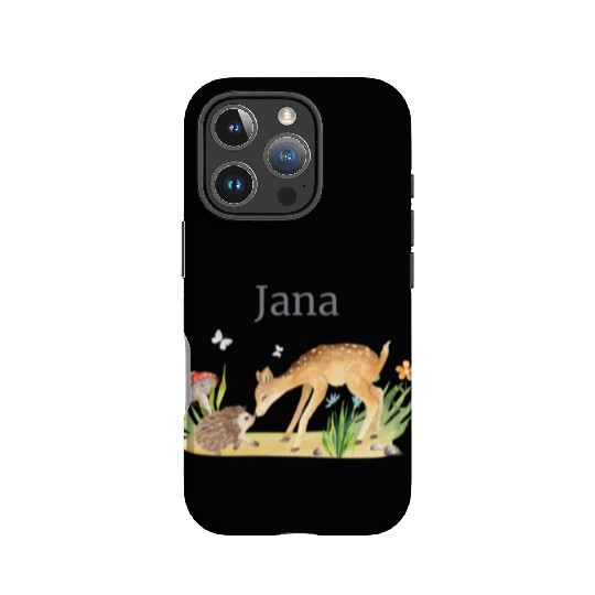 Forest Animal Deer Hedgehog Flowers Name Jana IPhone Cases