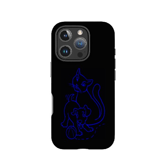 Cat And Dog Blue IPhone Cases