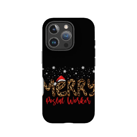 Leopard Print Merry Postal Worker IPhone Cases