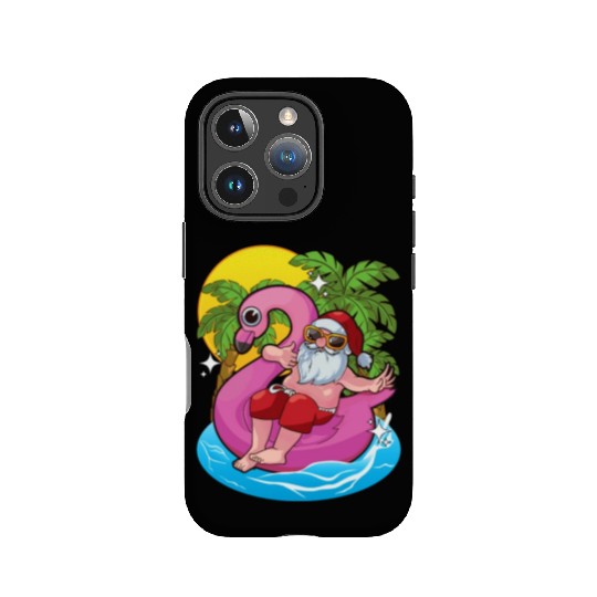Santa Claus Beach Flamingo Christmas Floats IPhone Cases