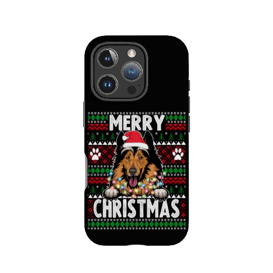 Collie Christmas Lights Dog Lovers Xmas Pajama IPhone Cases