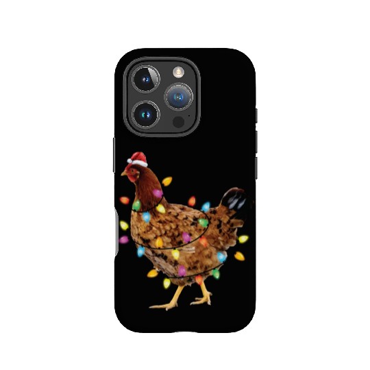 Christmas Lights Santa Chicken Funny Xmas Tree IPhone Cases