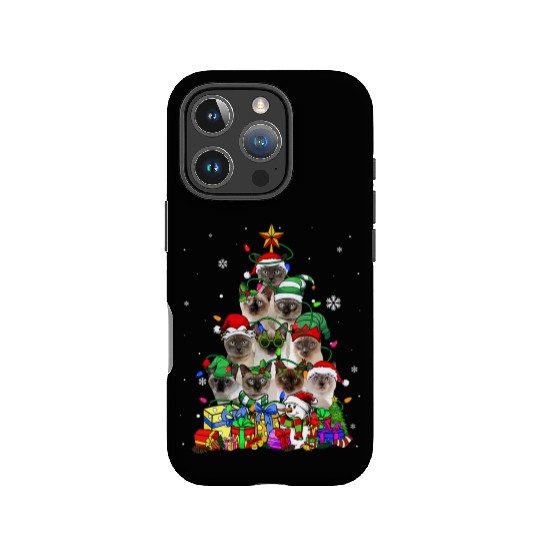 Cat Lover Funny Siamese Tree Christmas Light IPhone Cases