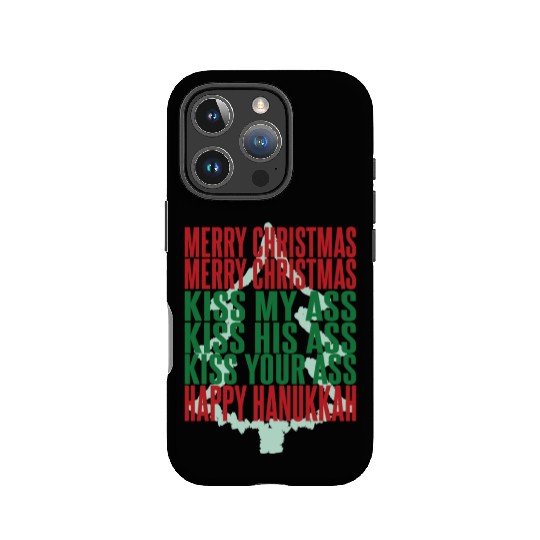 Merry Christmas Kiss My Ass Funny Hanukkah Tree IPhone Cases