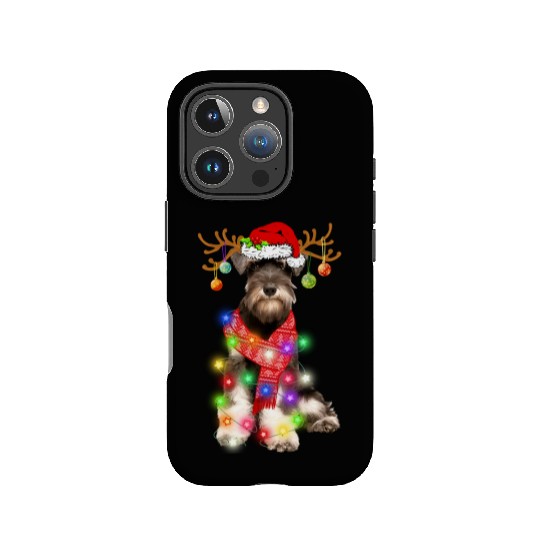 Funny Puppy Lover Schnauzer Christmas Lights IPhone Cases