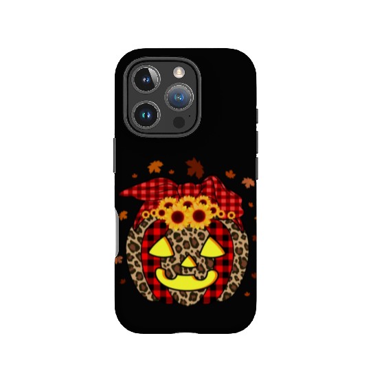 Pumpkin Jack O' Lantern Leopard Plaid Halloween IPhone Cases