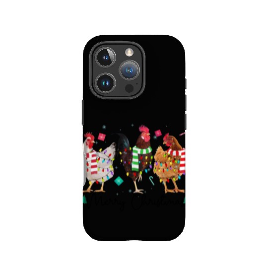 Merry Christmas Funny Chicken With Christmas Light IPhone Cases