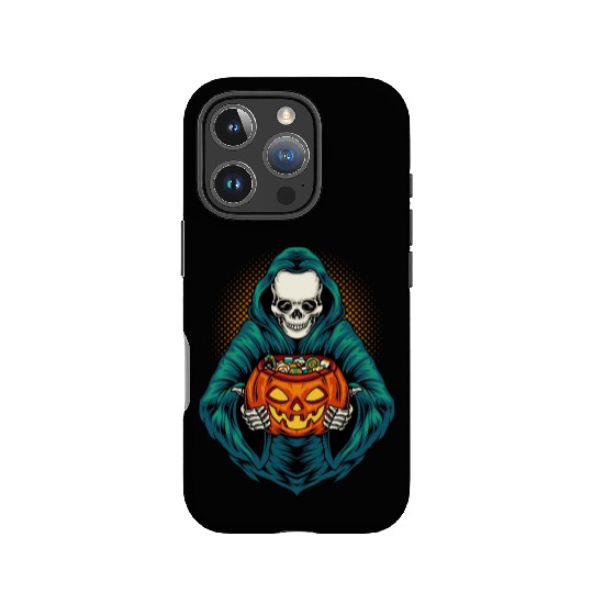 Grim Reaper With Scary Pumpkin - Halloween IPhone Cases