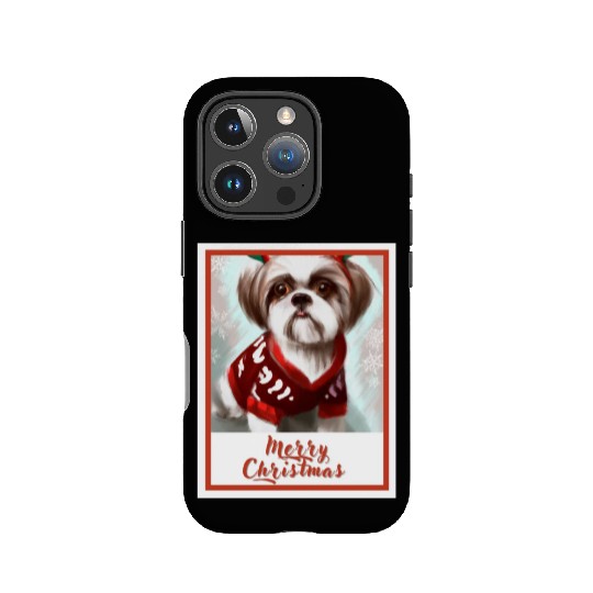Shih tzu dog in a Christmas reindeer sweater. IPhone Cases