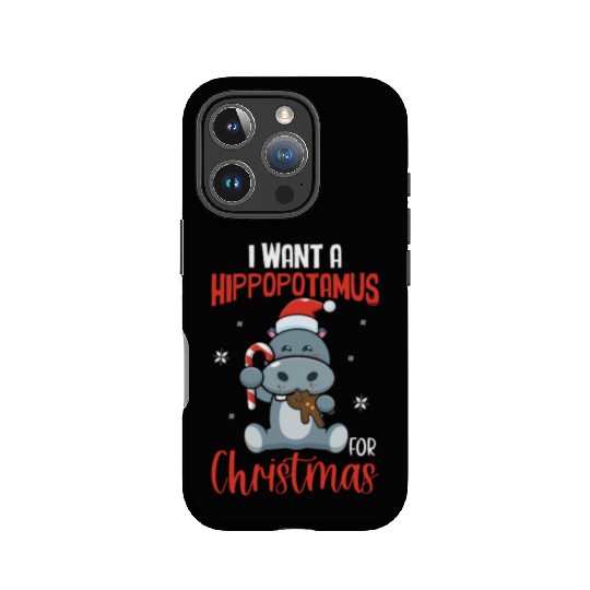 X-Mas Quote - I Want Hippopotamus For Christmas Hi IPhone Cases