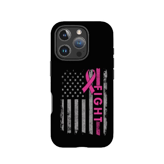 Fight Breast Cancer Awareness Pink Ribbon US Flag IPhone Cases