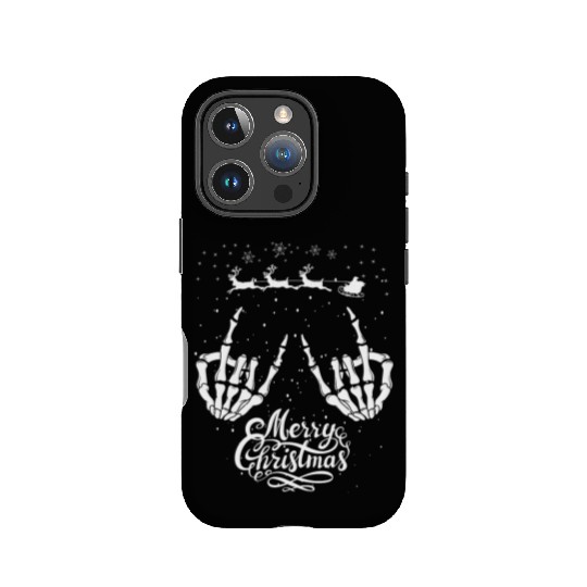 Rock On Rock Star Christmas Skeleton Hands Santa IPhone Cases