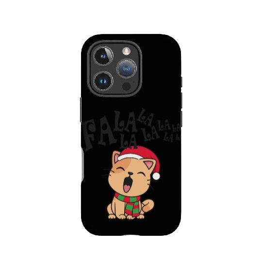 Cute Christmas Cat Singing Fa la la la Song IPhone Cases