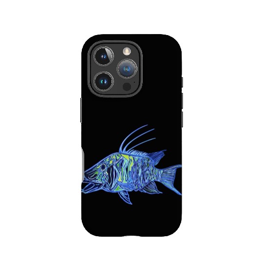Neon blue green hogfish - funky fish designs IPhone Cases