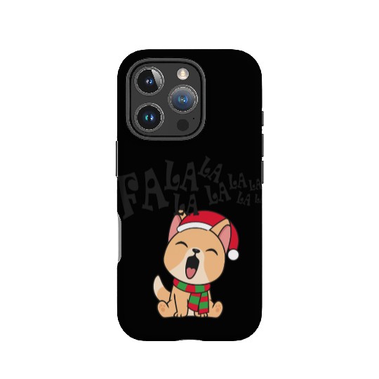Cute Christmas Dog Singing Fa la la la Song IPhone Cases