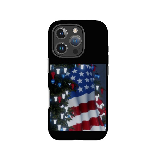 Patriotic Christmas Decorated Christmas Tree IPhone Cases