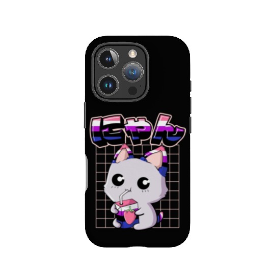 Genderfluid Pride Kawaii Cat Strawberry Milk IPhone Cases
