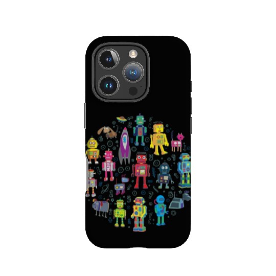 Robots in Space grey fun Robot IPhone Cases