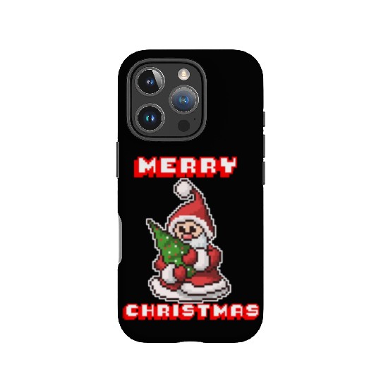 Merry Christmas I Xmas I 8 Bit Pixelated Santa IPhone Cases