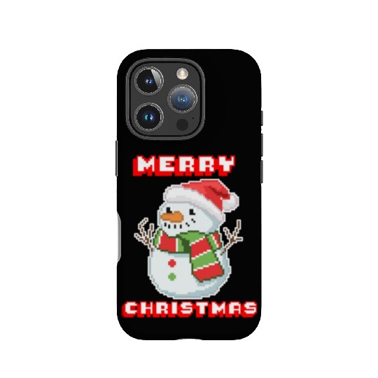 Merry Christmas I Xmas I 8 Bit Pixelated Snowman IPhone Cases