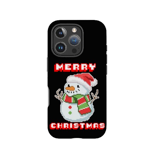 Merry Christmas I Xmas I 8 Bit Pixelated Snowman IPhone Cases