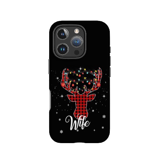 Christmas Pajamas Buffalo Plaid Deer Lights Wife IPhone Cases