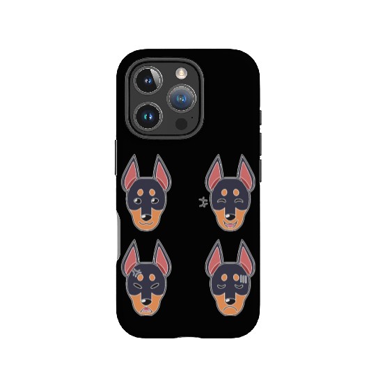 Funny Doberman Dog Cartoon Face IPhone Cases