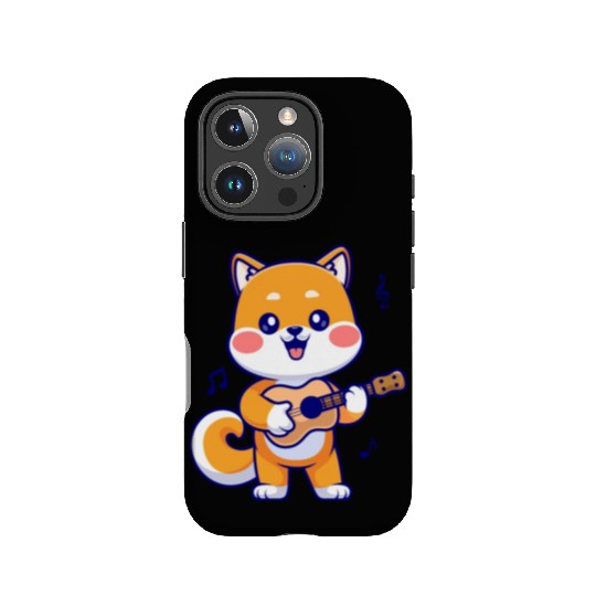 Cute Shiba Inu Dog Playing Guitar IPhone Cases