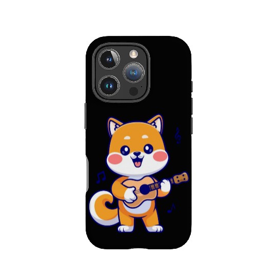 Cute Shiba Inu Dog Playing Guitar IPhone Cases