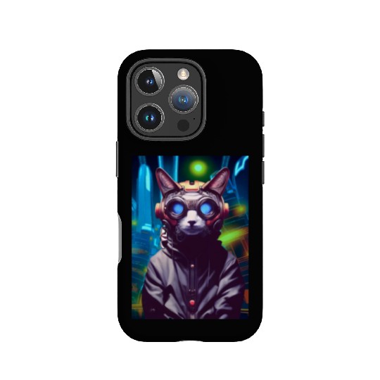Techno Cat In Japan Neon City IPhone Cases