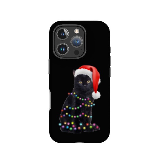 Black Cat Christmas Light Funny Cat Love Christmas IPhone Cases