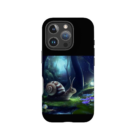 Sweet Surprised Snail at night by Lantern Light IPhone Cases