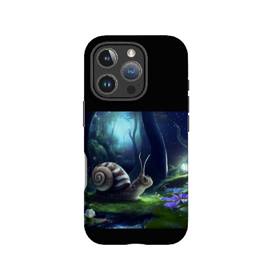Sweet Surprised Snail at night by Lantern Light IPhone Cases