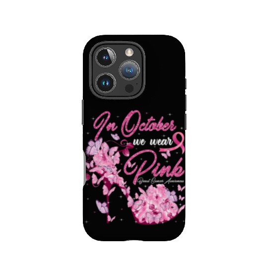 In October We Wear Pink Butterflies Breast Cancer IPhone Cases