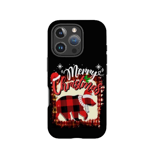 Merry Christmas Vintage Black Buffalo Plaid bear IPhone Cases