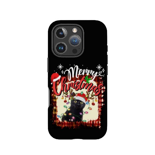 Festive Cat Christmas Lights Design IPhone Cases