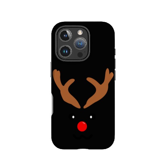 Reindeer face antlers red nose christmas IPhone Cases