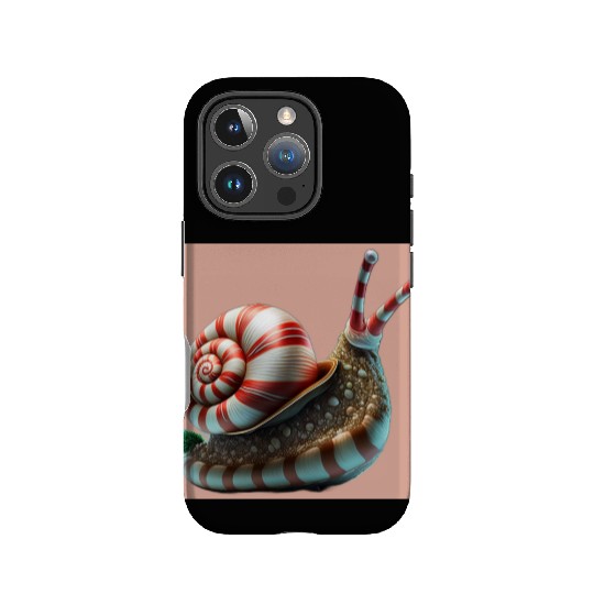 Candy Cane Christmas red and white striped Snail IPhone Cases