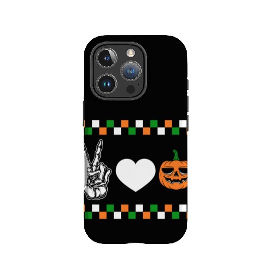 Halloween IPhone Cases, Peace Love Pumpkin Skeleton Hand
