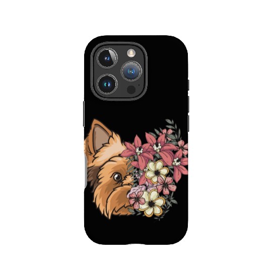 Yorkshire Terrier Dog Yorkie Face Flowers IPhone Cases