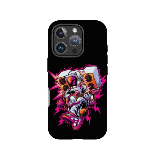 Astronaut Rock & roll playing guitar in space IPhone Cases