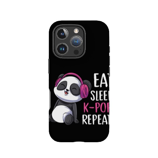 Eat Sleep K-pop Repeat Panda bear korean music IPhone Cases