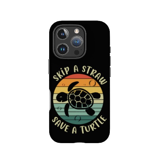Skip A Straw Save A Turtle Retro Sunset Sea Turtle IPhone Cases