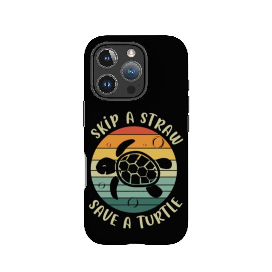 Skip A Straw Save A Turtle Retro Sunset Sea Turtle IPhone Cases