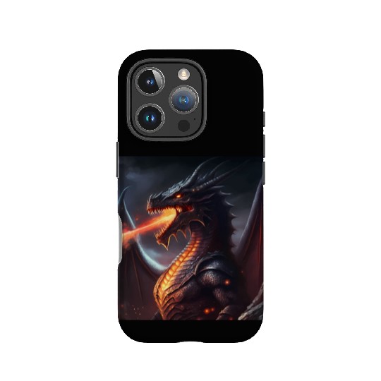 Dark Fantasy fire breathing dragon version 2 IPhone Cases
