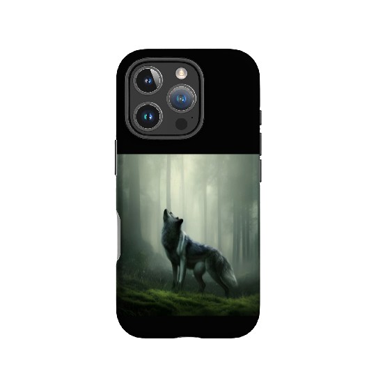 Howling wolf at midnight IPhone Cases
