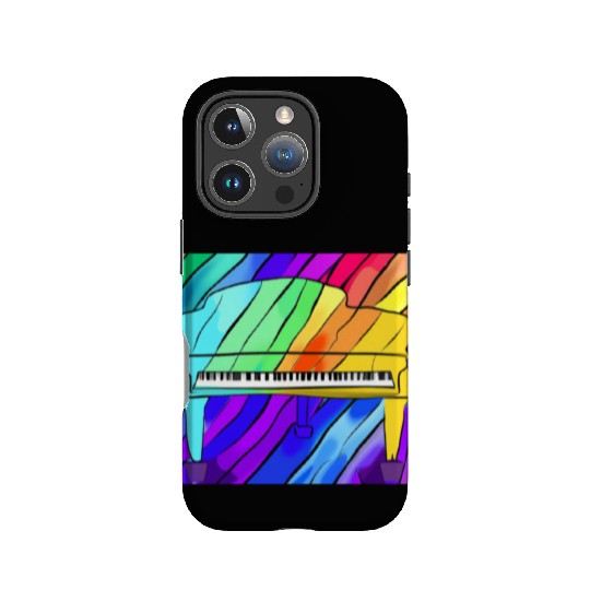 piano in front of a colorful rainbow IPhone Cases