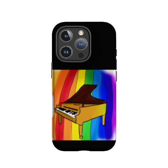 piano in front of a colorful rainbow IPhone Cases