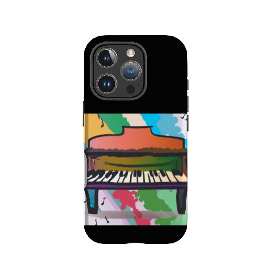A beautiful piano in front of a colorful rainbow IPhone Cases