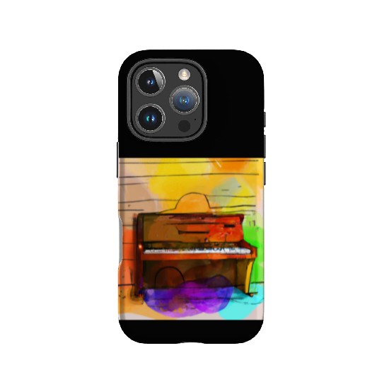A beautiful piano in front of a colorful wall IPhone Cases